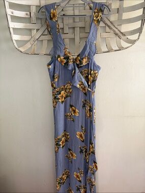 Dance & Marvel Blue Maxi Dress with Yellow Floral Print
